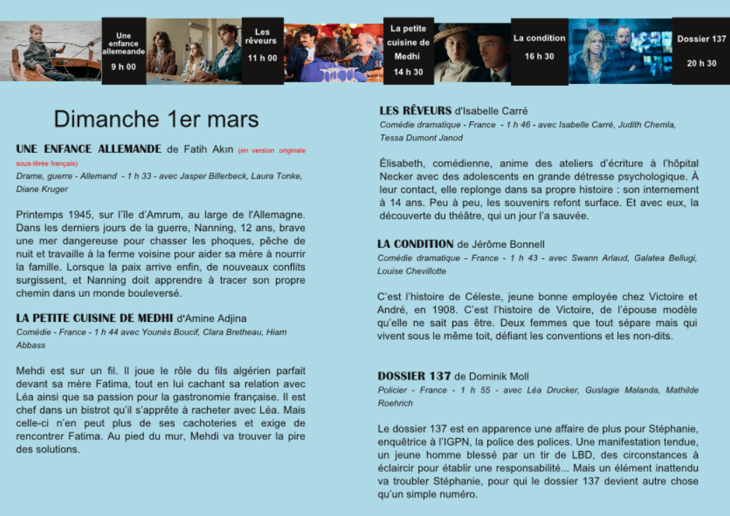 Un dimanche au Cinéma 91 place Gambetta Roquefort 2026-03-01 Un dimanche au Cinéma
