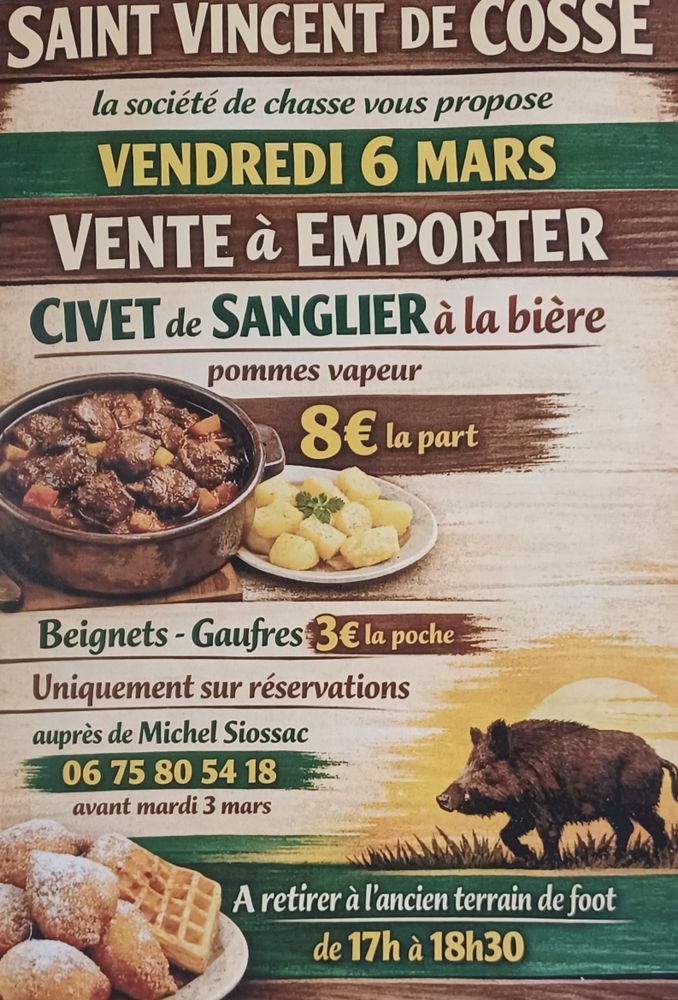 Vente à Emporter Civet de Sanglier à la Bière