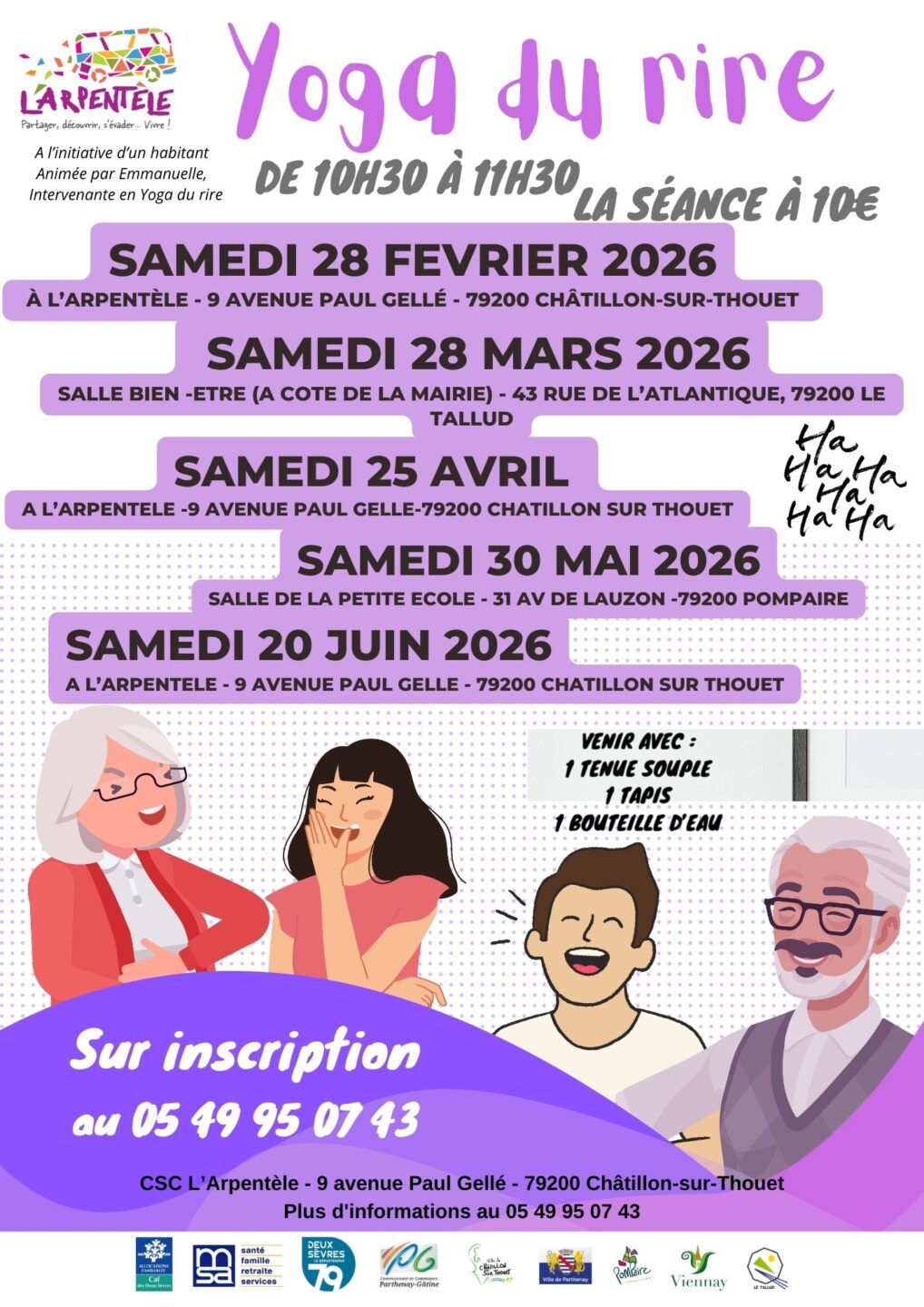 Yoga du rire à Pompaire 31 Avenue de Lauzon Pompaire 2026-05-30 Yoga du rire à Pompaire