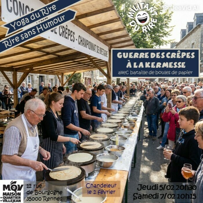 Yoga du Rire : Guerre des crêpes à la kermesse Maison de Quartier de Villejean Rennes