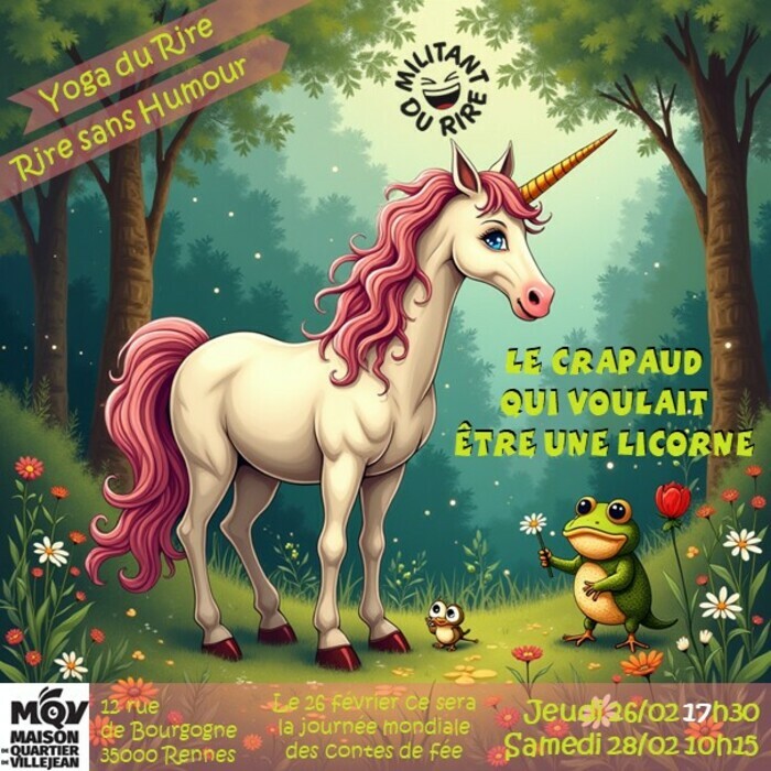 Yoga du Rire : Le crapaud qui voulait être une licorne Maison de Quartier de Villejean Rennes