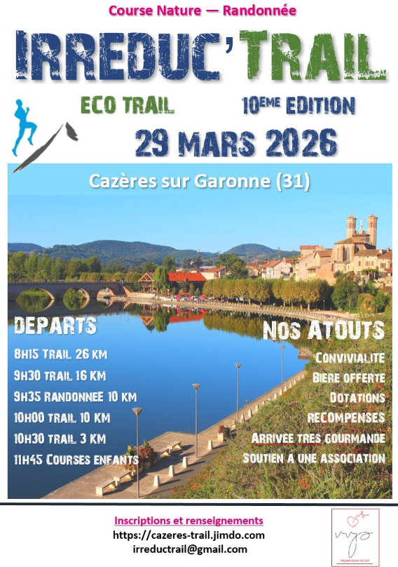 10EME EDITION DE L'IRREDUC'TRAIL MAISON GARONNE Cazères 2026-03-29