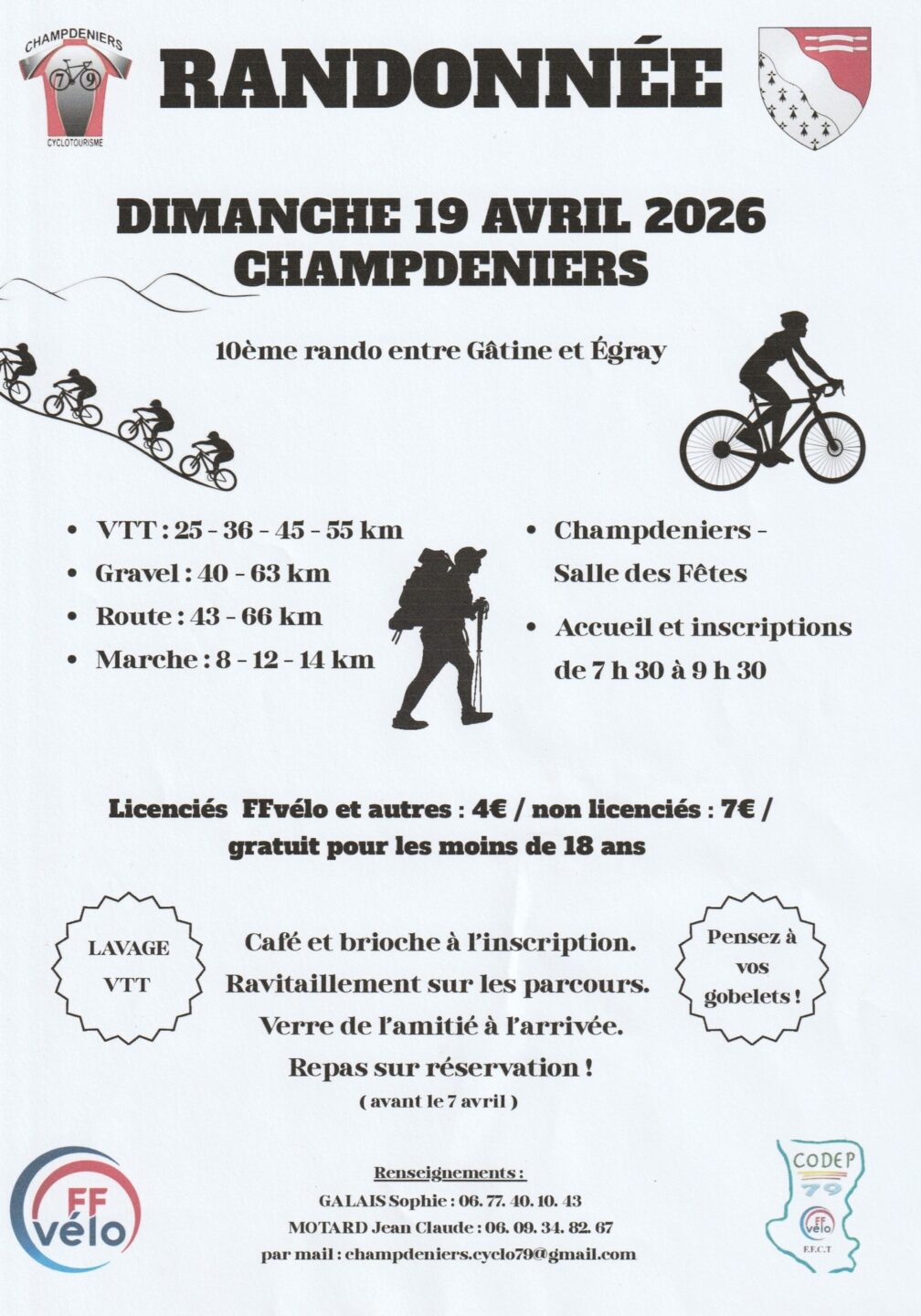 10ème randonnée entre Gâtine et Egray Salle des fêtes Champdeniers 2026-04-19