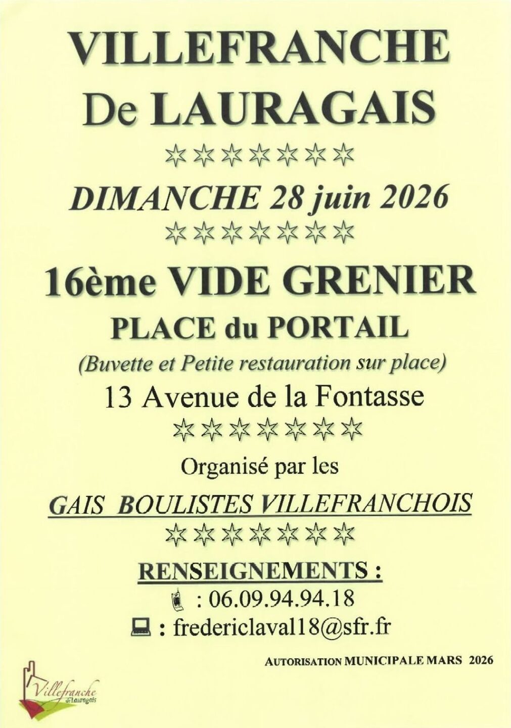 16ÈME ÉDITION DU VIDE GRENIER 13 Avenue de la Fontasse Villefranche-de-Lauragais 2026-06-28
