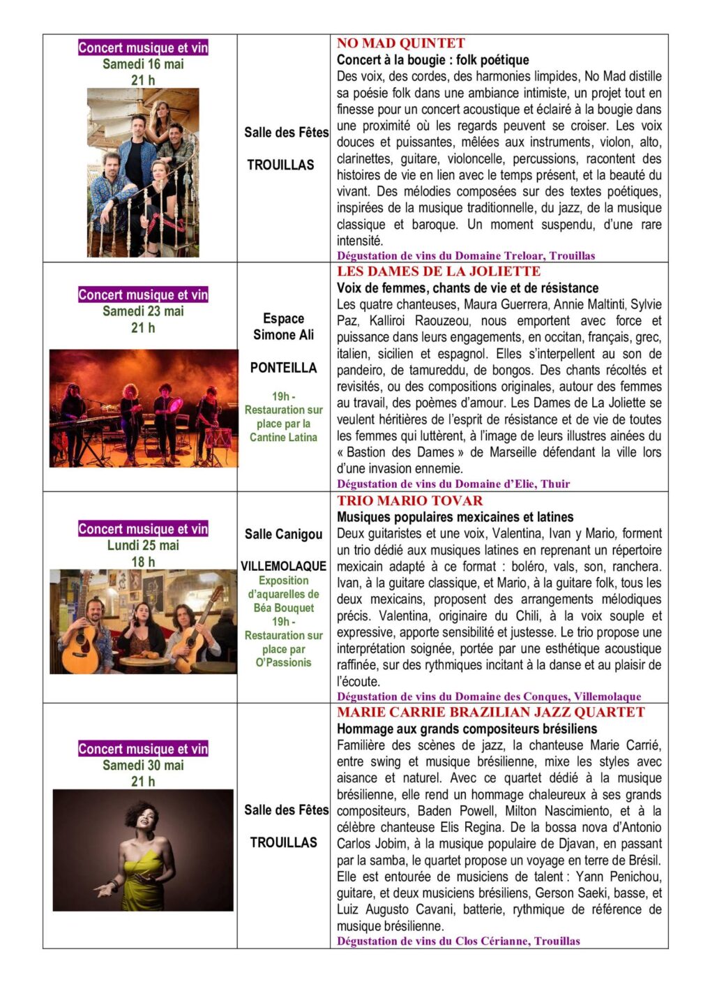 23ÈME FESTIVAL LE PRINTEMPS DE L'ASPRE TRIO MARIO TOVAR Rue Louis Torcatis Villemolaque 2026-05-25