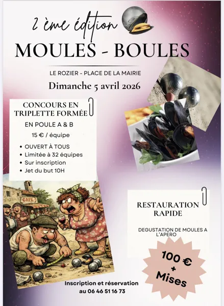 2e édition Moules Boules (concours triplette pétanque)  Le Rozier 2026-04-05