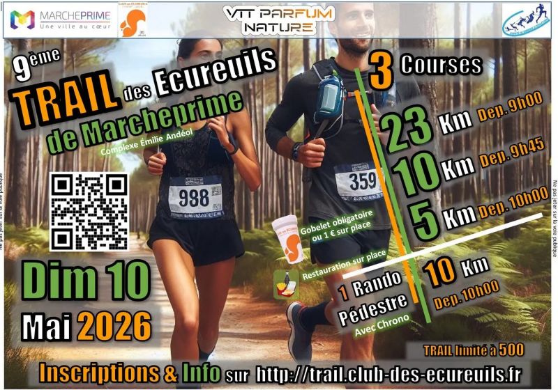 9ème trail des écureuils  Marcheprime 2026-05-10