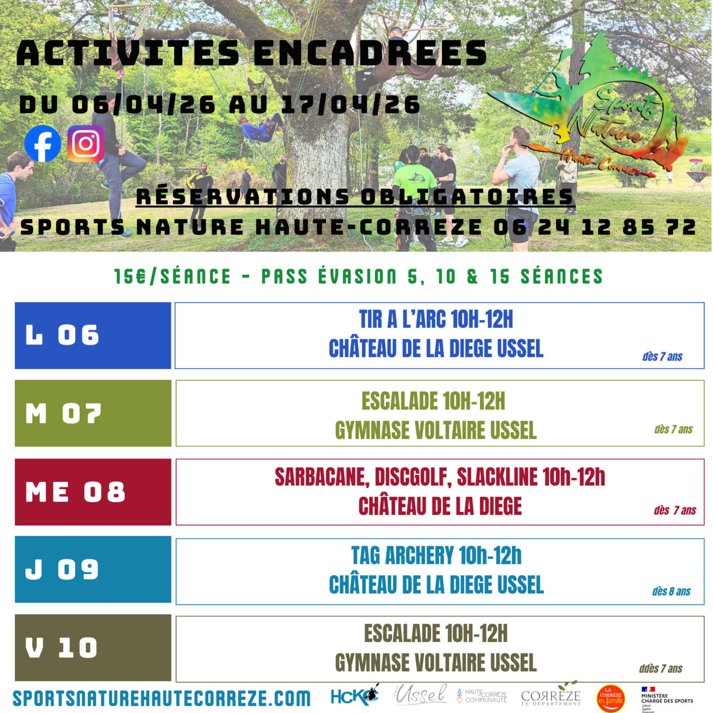 Activités Vacances de Printemps Sports Nature Haute-Corrèze Avenue Turgot Ussel 2026-04-06
