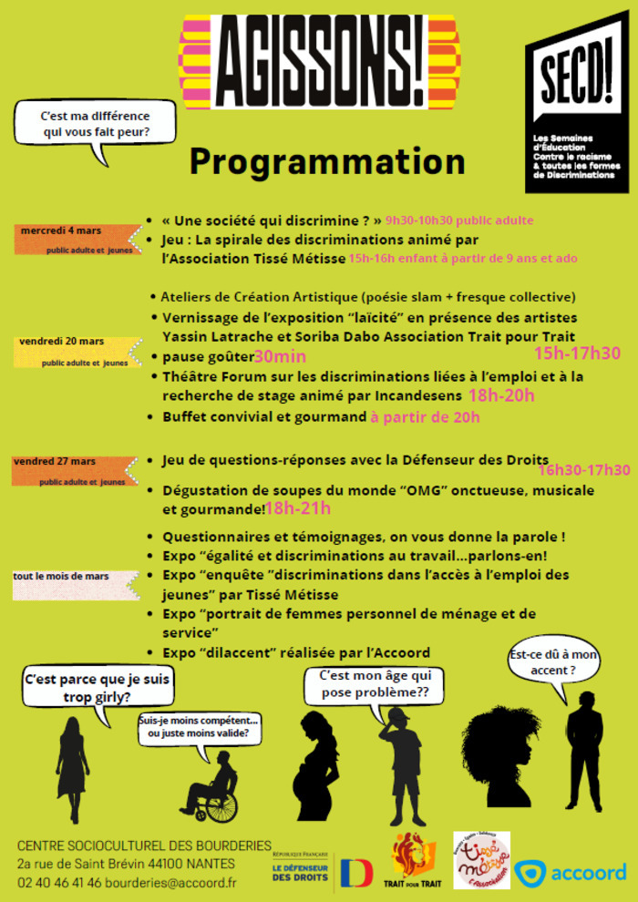 Agissons contre le racisme et les discriminations Centre socioculturel des Bourderies