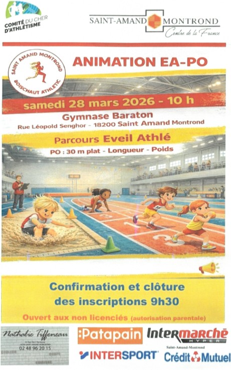 Animation Eveil athlétique Poussin Rue Léopold Senghor Saint-Amand-Montrond 2026-03-28