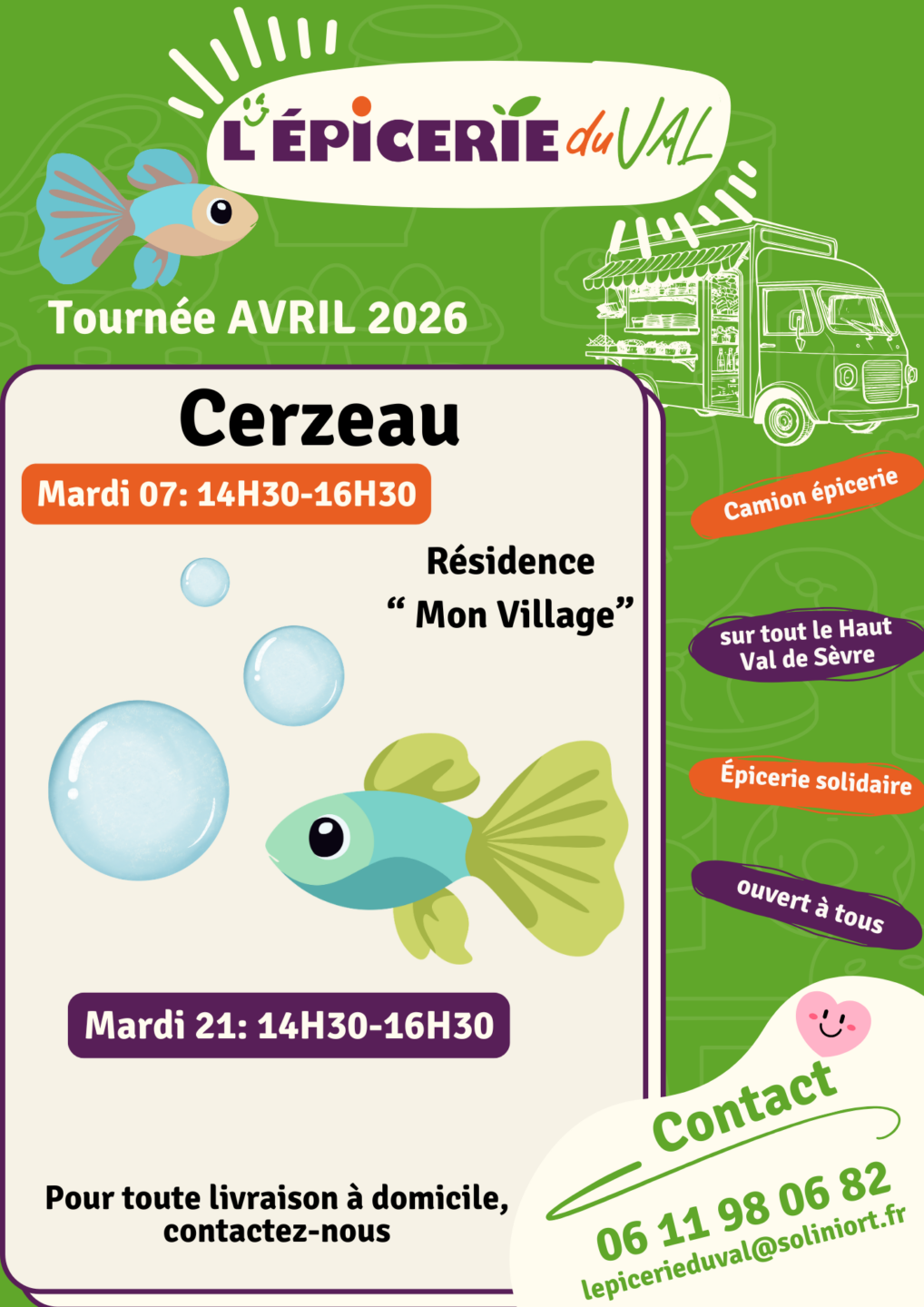 Animation locale Epicerie du Val Cerzeau Azay-le-Brûlé 2026-04-07