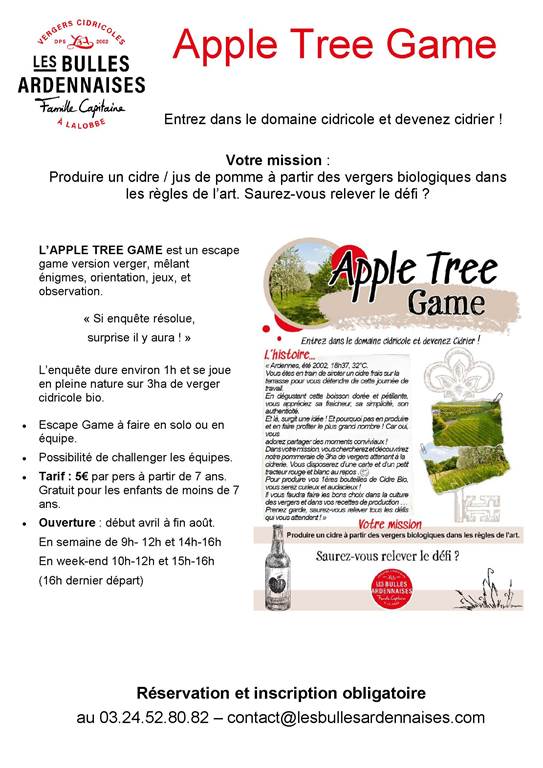 Apple Tree Game Escape Game dans les Vergers Apple Tree Game Escape Game dans les Vergers Cidrerie Les Bulles Ardennaises Lalobbe 2026-04-01
