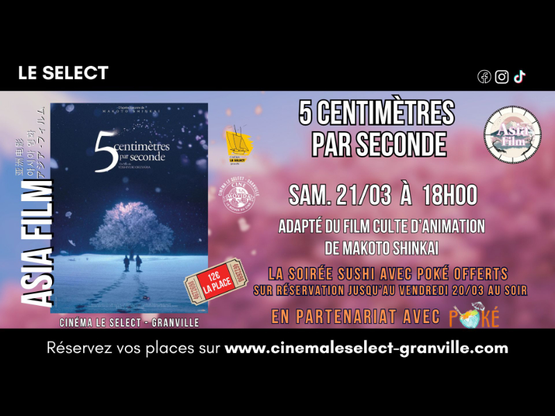 Asia-film: 5 centimètres par seconde 7 Boulevard d'Hauteserve Granville 2026-03-21