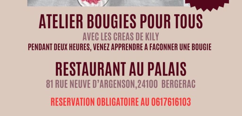 Atelier bougie | Au Palais 81 Rue Neuve d'Argenson Bergerac 2026-04-15