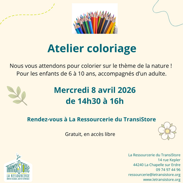 Atelier coloriage La Ressourcerie du TransiStore