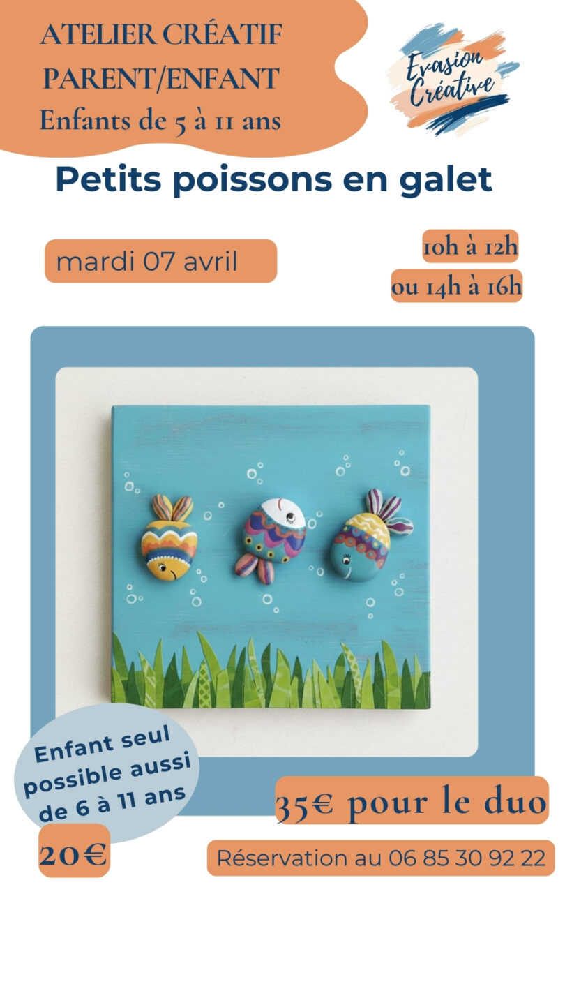 Atelier créatif Parent/Enfant Petits poissons en galets