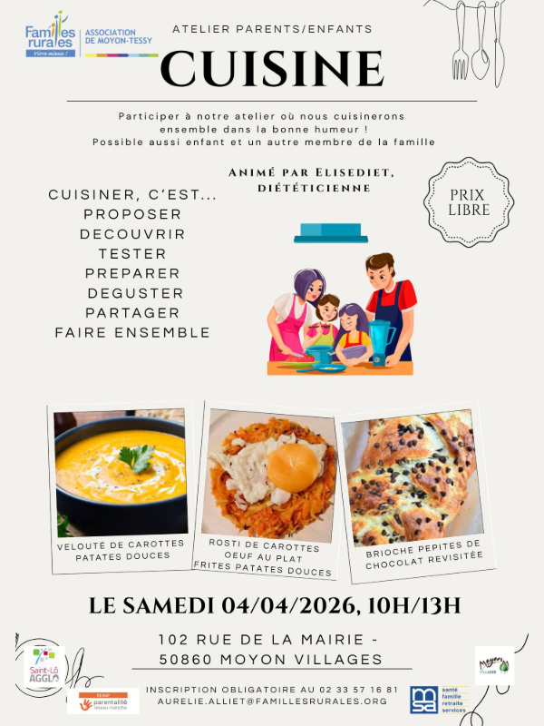 Atelier cuisine parents/enfants 102 Rue de la Mairie Moyon Villages 2026-04-04