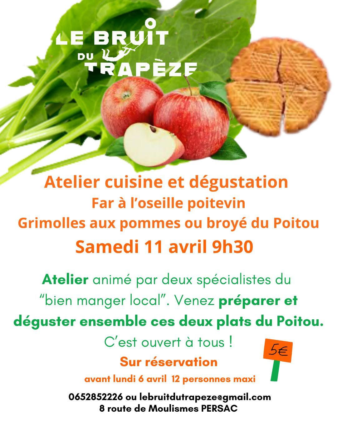 Atelier cuisine spécialités poitevines 8 Route de Moulismes Persac 2026-04-11