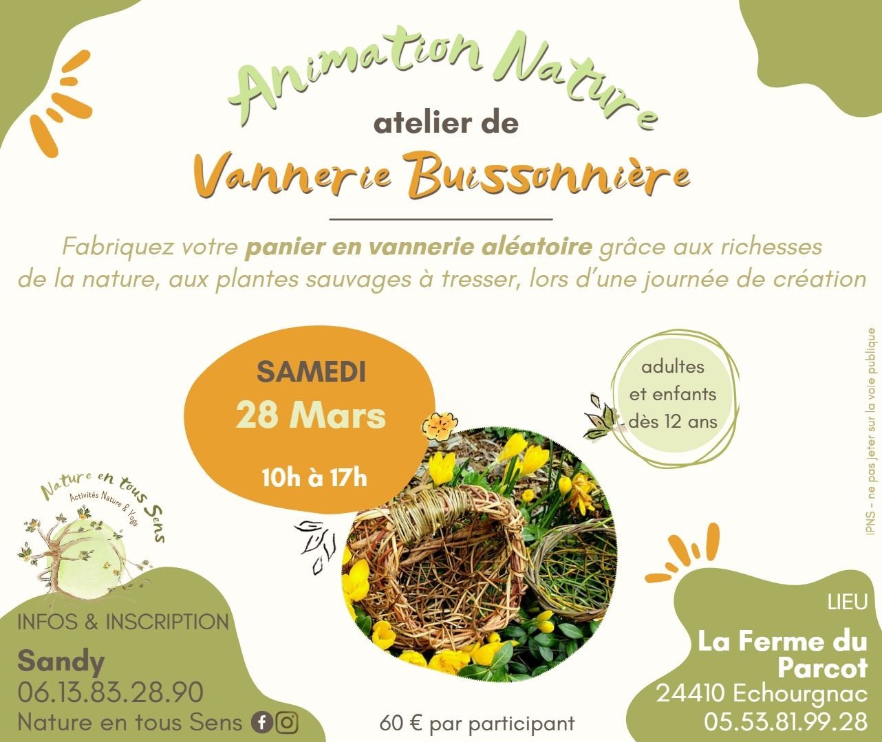 Atelier de vannerie buissonnière Ferme du Parcot Échourgnac 2026-03-28