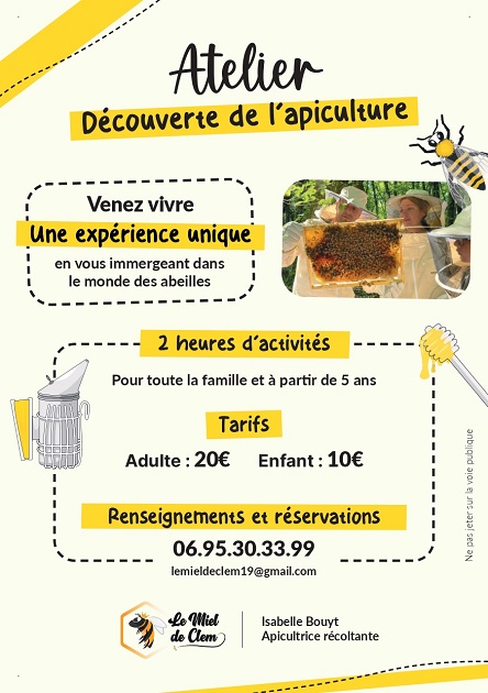 Atelier découverte de l'apiculture (Le miel de Clem) 59 Avenue du Riant Portail du Midi Ussac 2026-04-04
