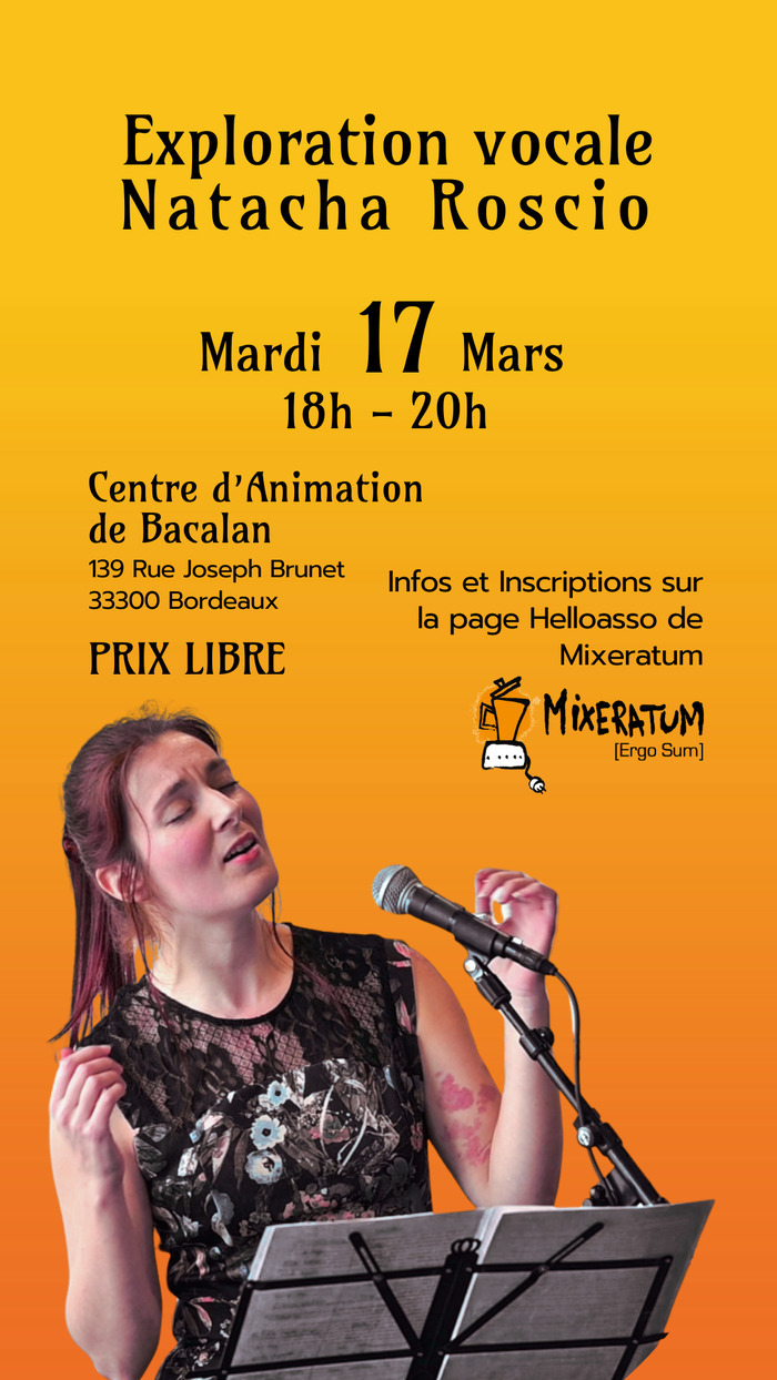 Atelier d'exploration vocale Centre d'animation Bacalan Bordeaux