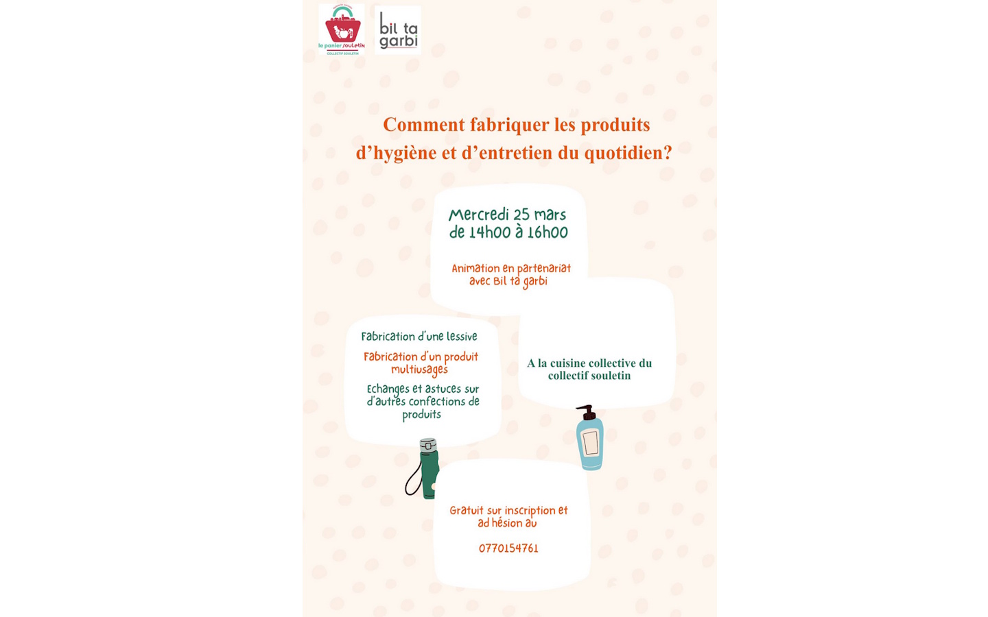 Atelier fabrication de produits d'hygiène et d'entretien 14 rue des frères Barenne Mauléon-Licharre 2026-03-25