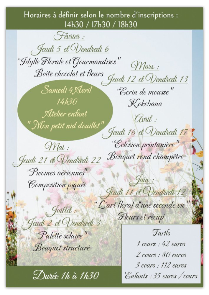 Atelier floral enfant spécial paques 6 Pl. de la Liberté Châtelus-Malvaleix 2026-04-04