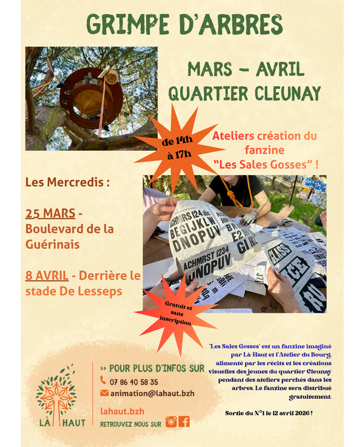 Atelier grimpe d'arbre et fanzine prevalaye Rennes