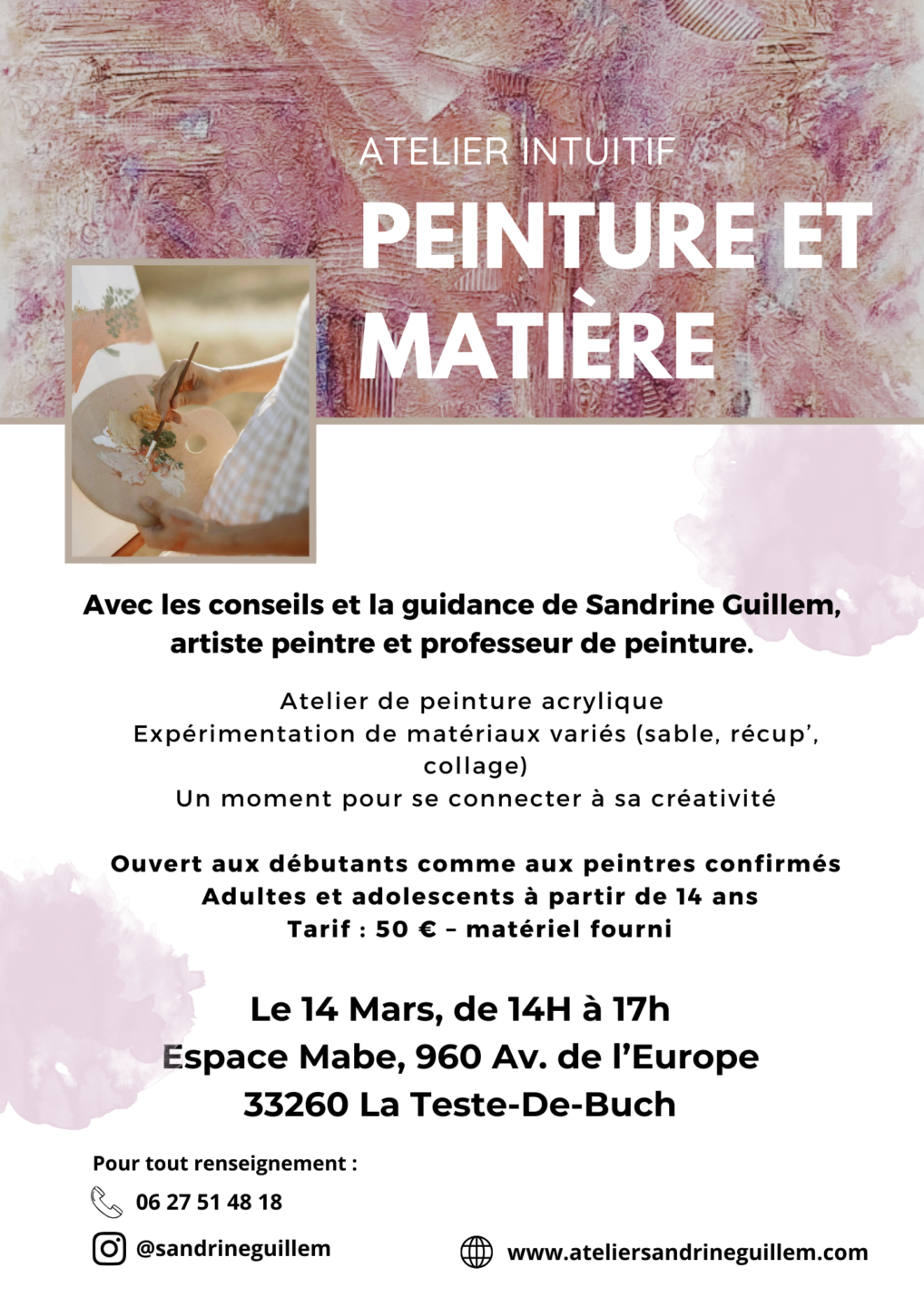 Atelier intuitif peinture et matière 960 Avenue de l'Europe La Teste-de-Buch 2026-03-14