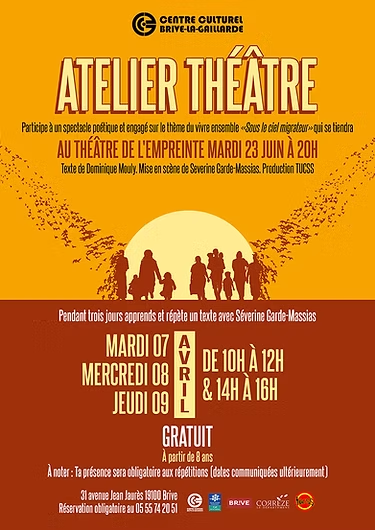 Atelier jeune public: Théâtre (Centre Culturel) 31 Avenue Jean Jaurès Brive-la-Gaillarde 2026-04-07