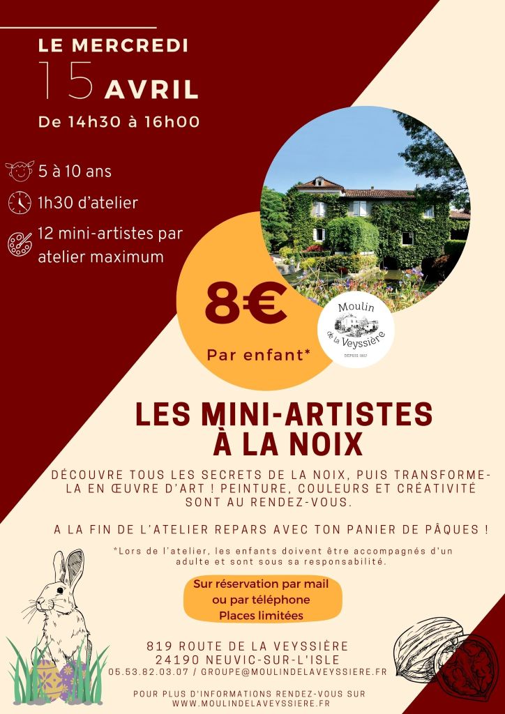 Atelier Les Mini-Artistes à la Noix 819 Route de la Veyssière Neuvic 2026-04-15