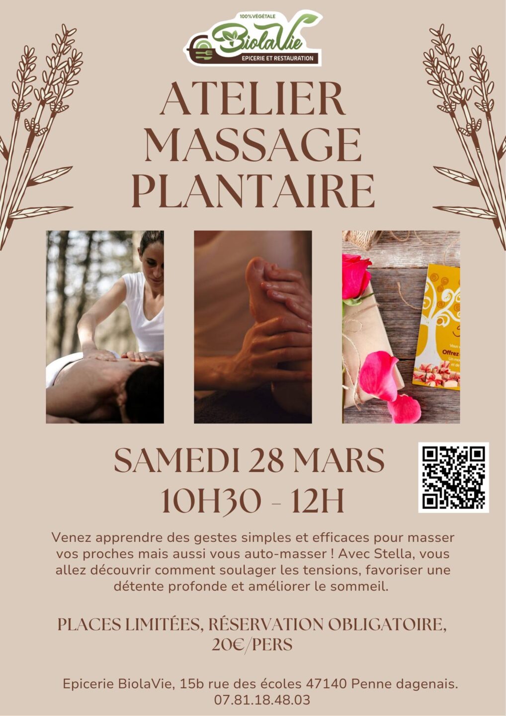 Atelier massage plantaire 15bis Rue des Écoles Penne-d'Agenais 2026-03-28