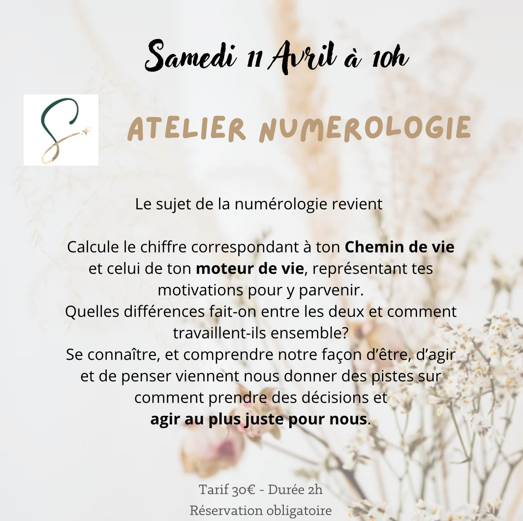Atelier numérologie 108 Boulevard de la République Agen 2026-04-11