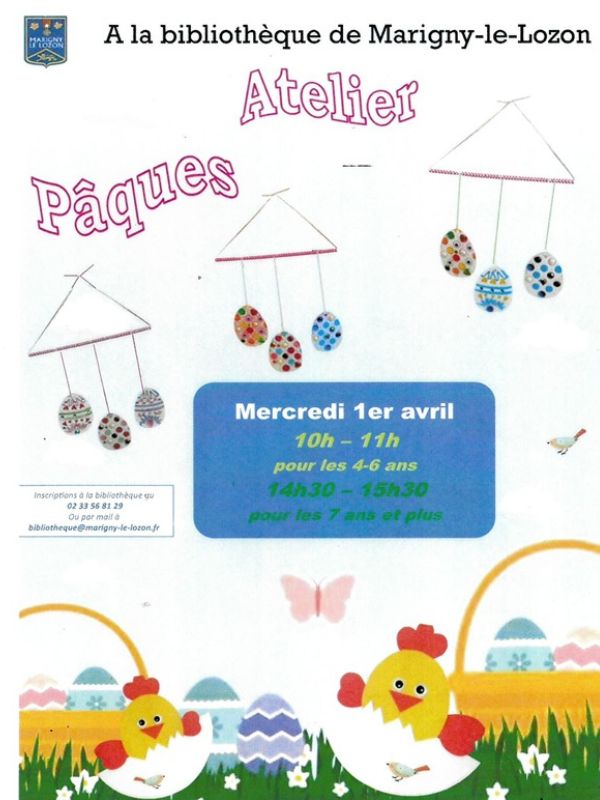 Atelier pâques à la bibilothèque 1 Place Cadenet Marigny-Le-Lozon 2026-04-01