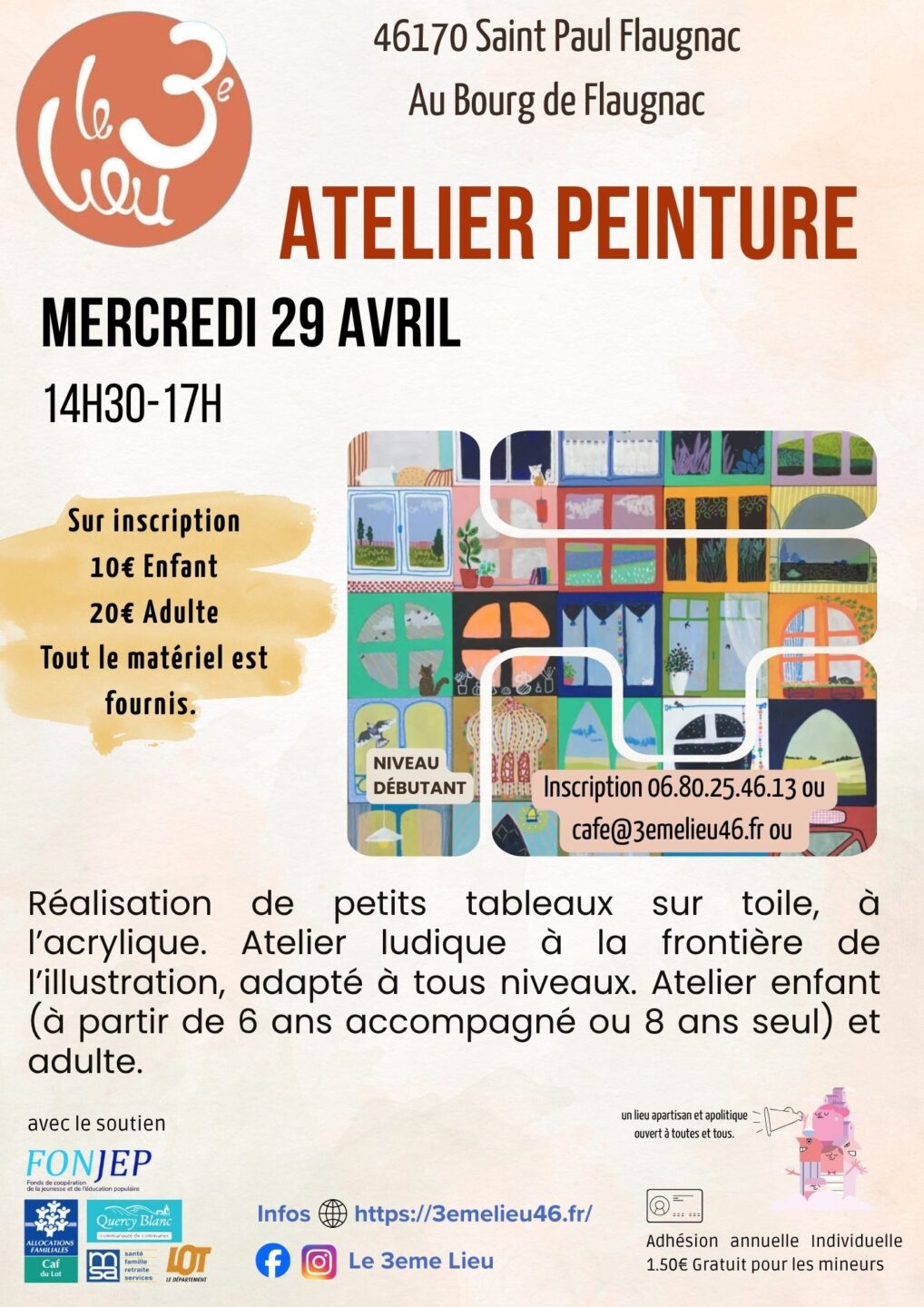 Atelier peinture au 3ème Lieu 69 impasse du château Saint-Paul-Flaugnac 2026-04-29