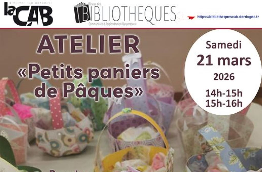 Atelier | Petits paniers de Pâques 7 Place Bellegarde Bergerac 2026-03-21