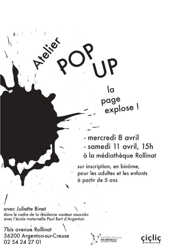 Atelier Pop Up La page explose ! 7 bis Avenue Rollinat Argenton-sur-Creuse 2026-04-08