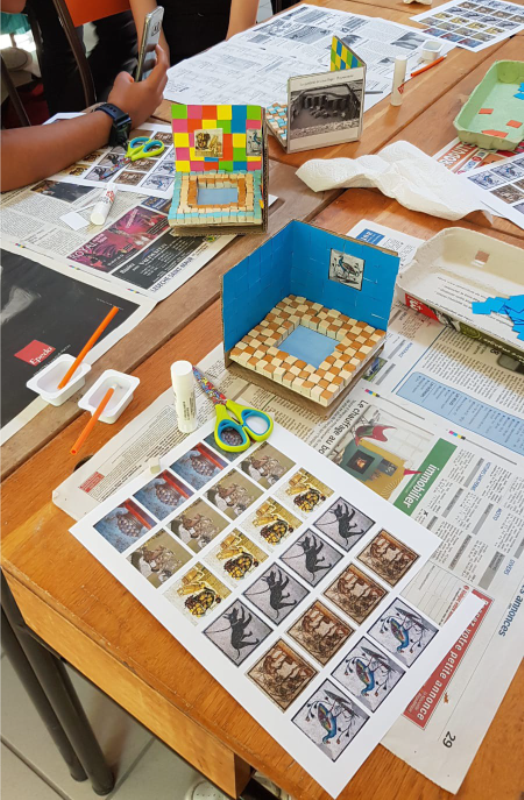 Atelier préhistoire maquette d'hypocauste et décoration chez les Romains
