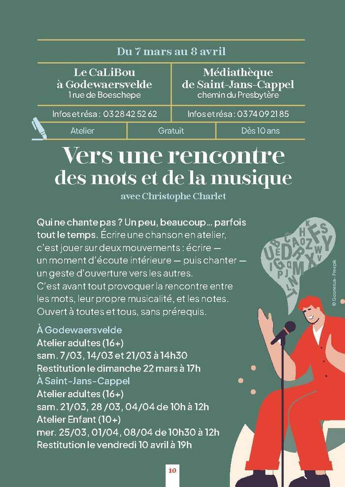 Atelier "Rencontre des Mots et de la Musique" -- Printemps des Poètes à Saint-Jans-Cappel Médiathèque de Saint-Jans-Cappel Saint-Jans-Cappel