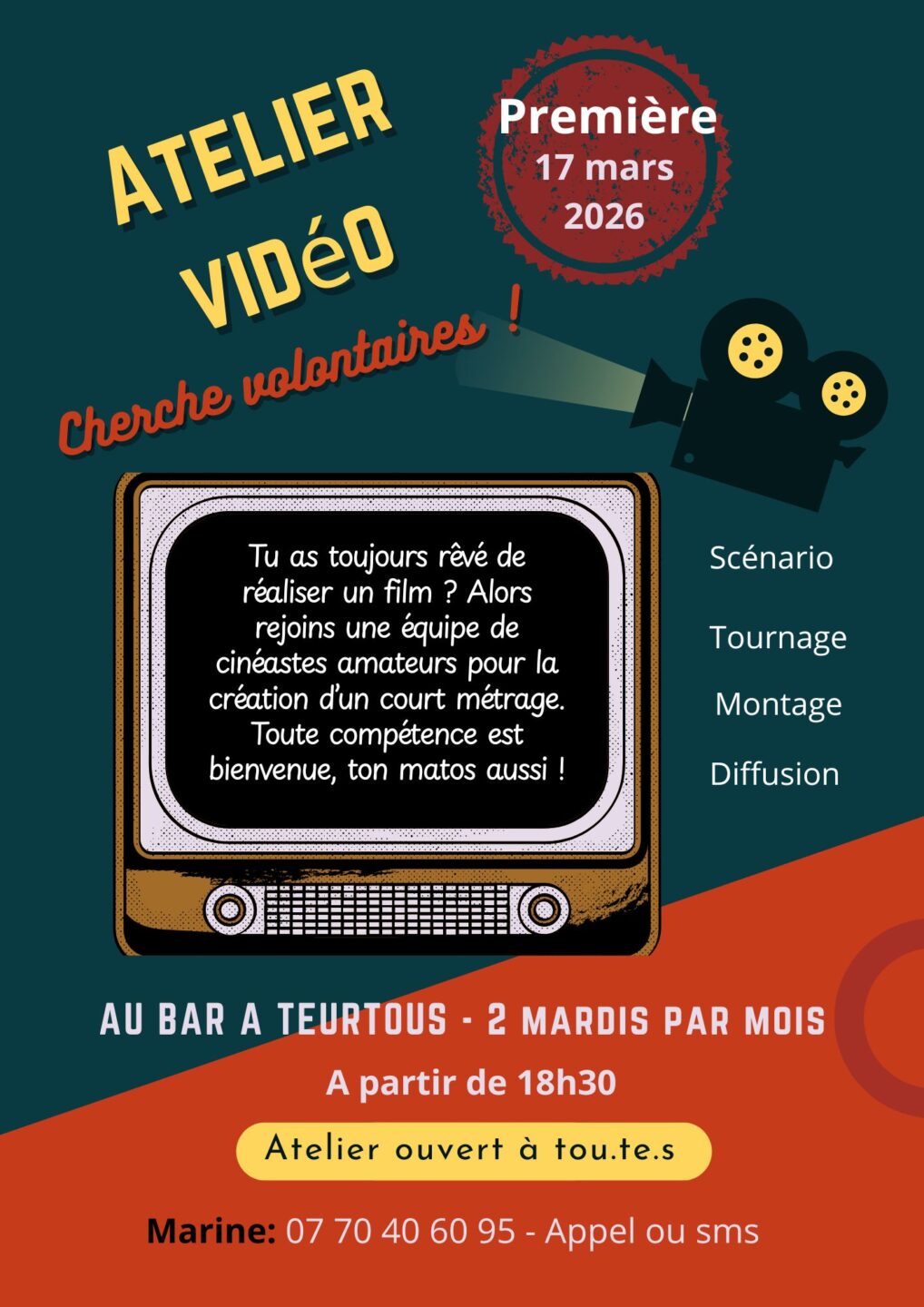 Atelier vidéo au bar à Teurtous à Arçais