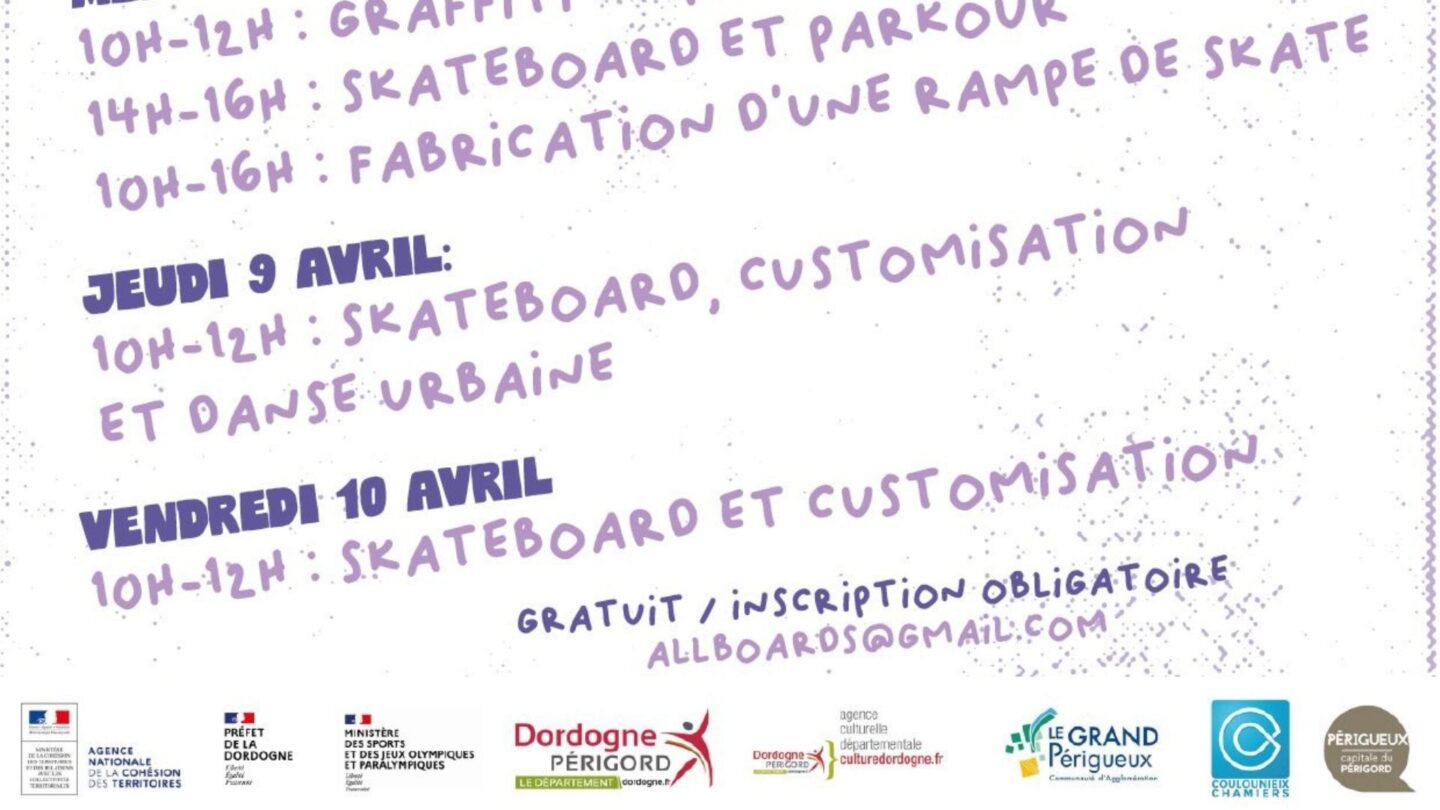 Ateliers skateboard ou customisation 68 bis Avenue du Maréchal de Lattre de T Coulounieix-Chamiers 2026-04-10