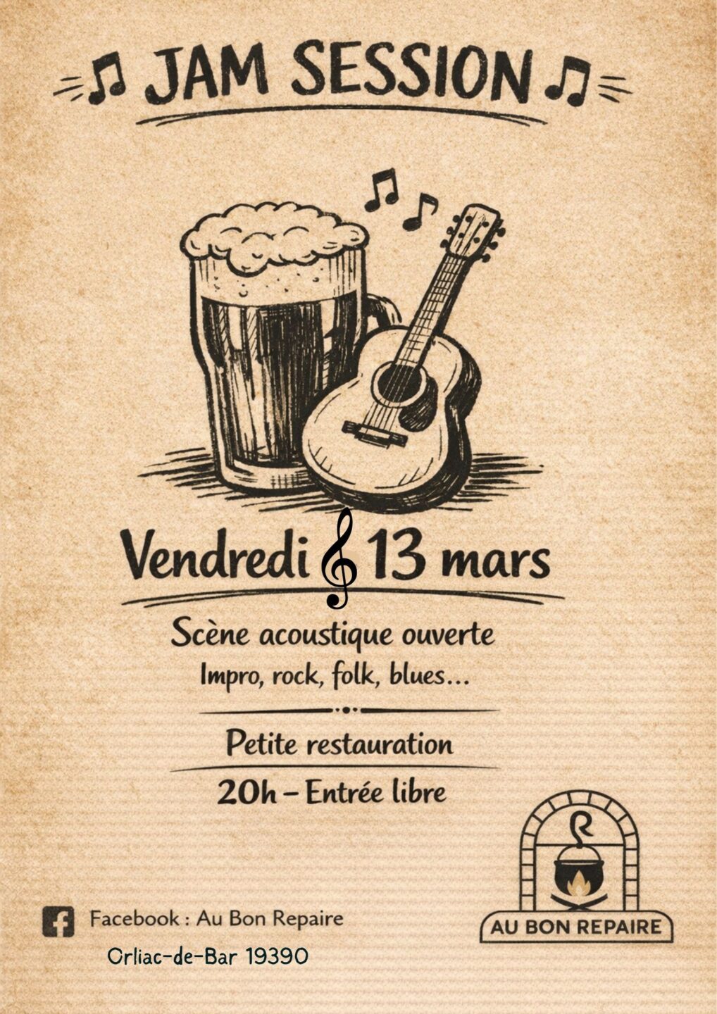 Au Bon Repaire Jam Session Le Bourg Orliac-de-Bar 2026-03-13