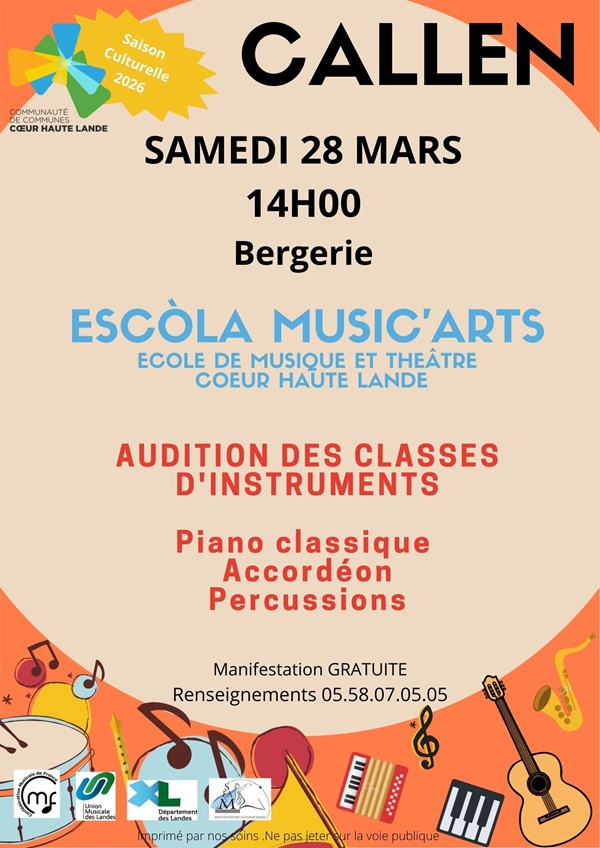 Auditions des classes de l'Escola Music'arts Bergerie Callen 2026-03-28