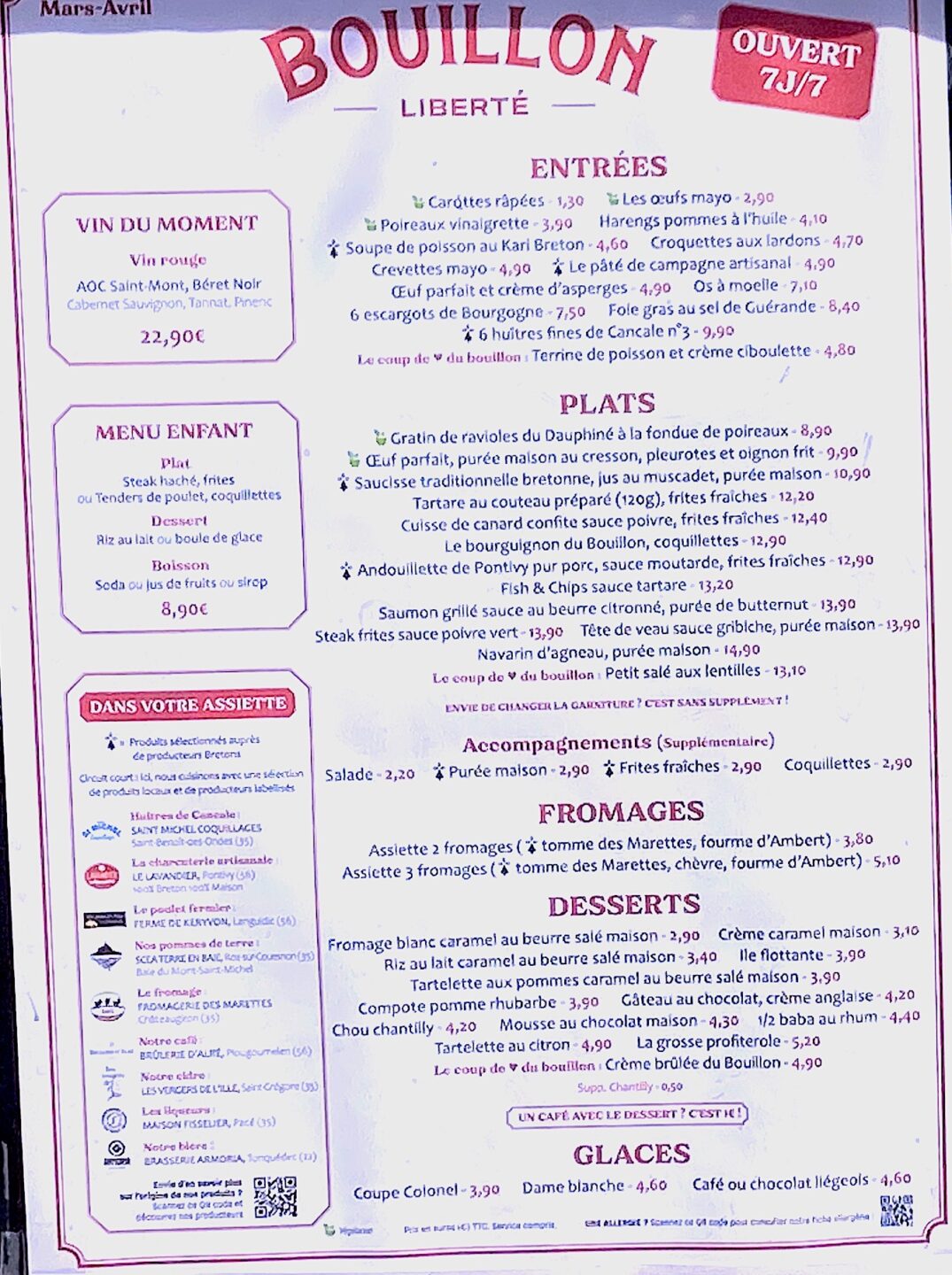 menu bouillon liberté rennes