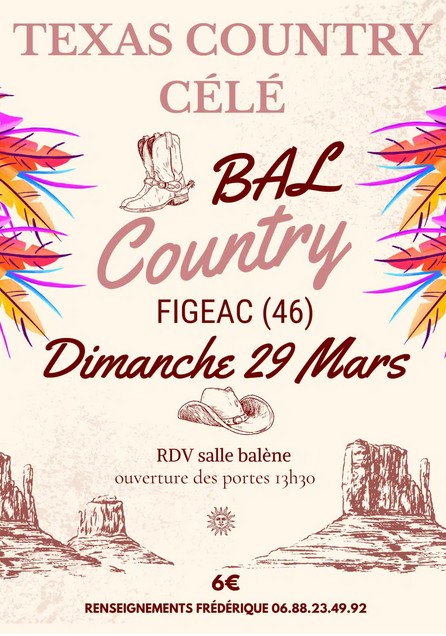 Bal Country Line Dance avec Texas Country Célé à Figeac salle balène Figeac 2026-03-29