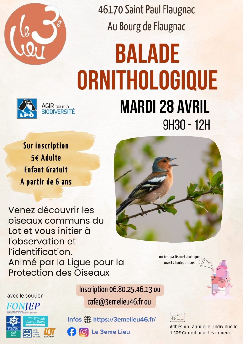 Balade ornithologique au 3ème Lieu 69 impasse du château Saint-Paul-Flaugnac 2026-04-28