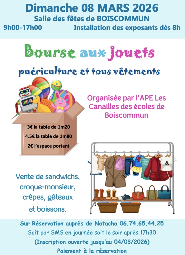 Bourse aux Jouets et Vêtements à Boiscommun