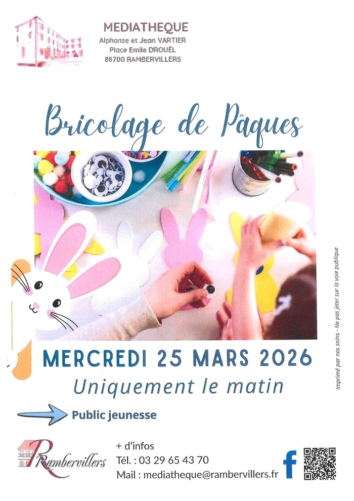 Bricolage de Pâques à la Médiathèque Médiathéque de Rambervillers Rambervillers