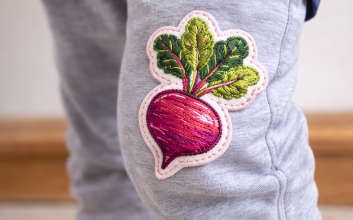 Broderie en duo (patch légume de saison) Ressourcerie Le Plant B Paris