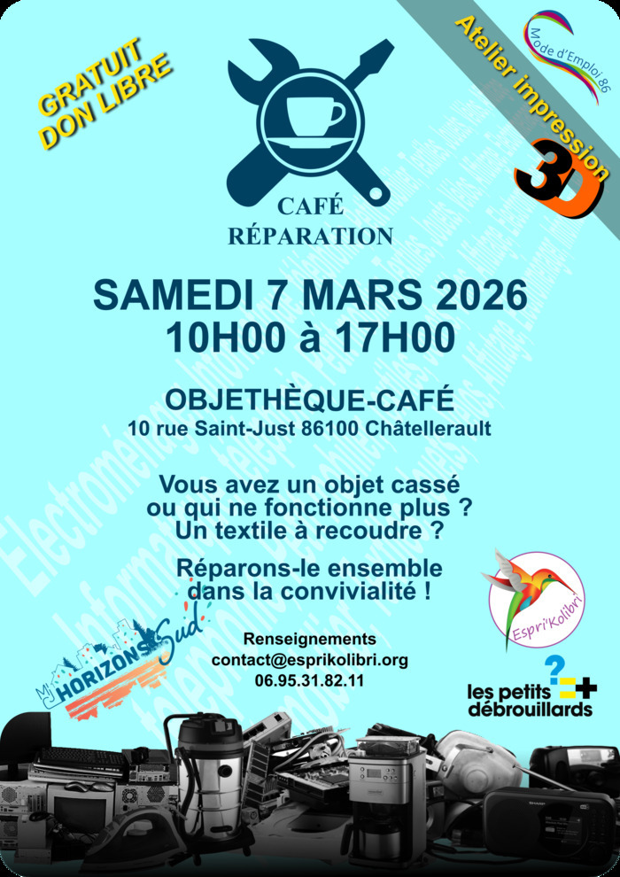 Café Réparation 35 rue Aliénor d'Aquitaine Châtellerault 2026-04-25